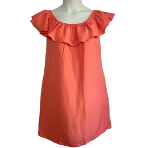 Tommy Bahama St. Lucia Orange Coral Off Shoulder Ruffle Dress SKU0659